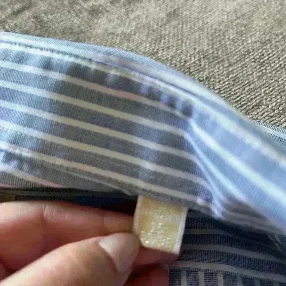 Michael Kors Blue & White Striped Long Sleeve Collar Button Up Shirt - Picture 5 of 7